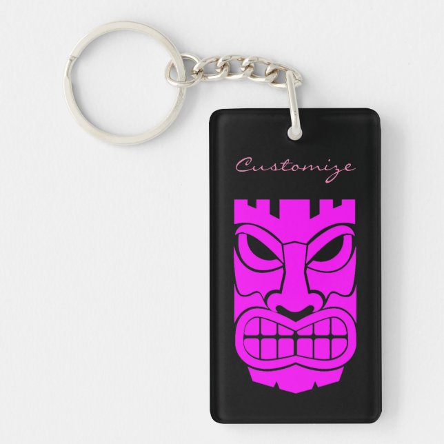Pink Tiki Sculpture Thunder_Cove Key Ring (Front)