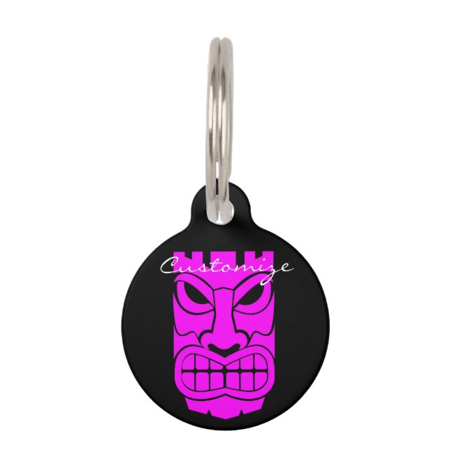 Pink Tiki Sculpture Thunder_Cove Pet Tag (Front)