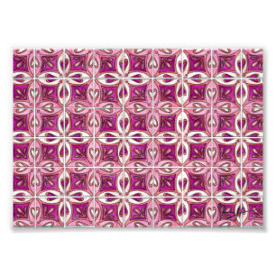 Pink Tile Design 2 - Hearts Photo Print
