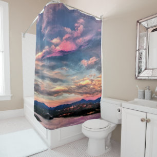 Pink-tinged sky shower curtain