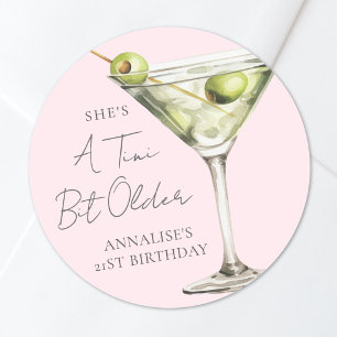 Pink Tini Bit Older Martini Birthday Classic Round Sticker
