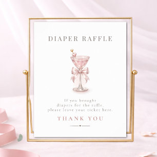 Pink Tini On The Way Baby Shower Diaper Raffle Poster