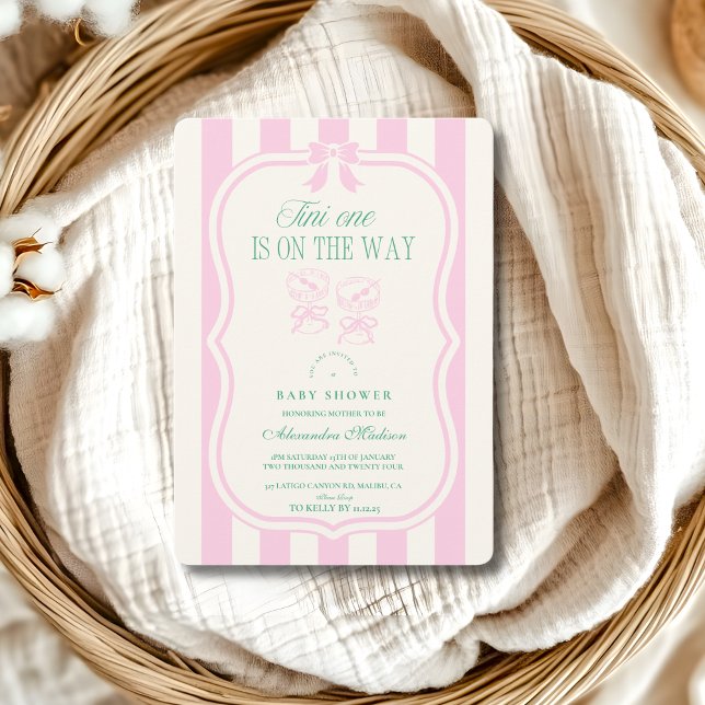 Pink Tini One Is On The Way Baby Shower Invitation (Creator Uploaded)
