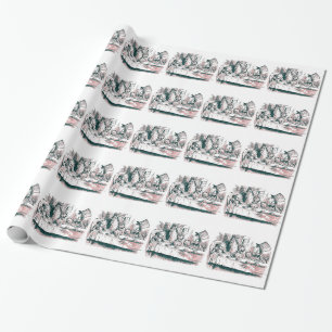 Pink Tint Mad Tea Party Wrapping Paper