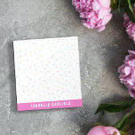 Pink Tiny Colourful Confetti Add Your Name Notepad<br><div class="desc">Girly notepad with tiny colourful confetti scattered over the page and your name in a font against a deep pink border at the bottom of the page. Fun personalised notepad with your name in pink and white and a tonne of mini confetti in pink, purple, yellow, mint green, and turquoise...</div>
