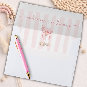 Pink Tiny One Martini Themed Baby Shower Envelope