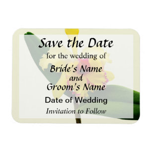 Pink Tipped Yellow Orchid Save the Date Magnet