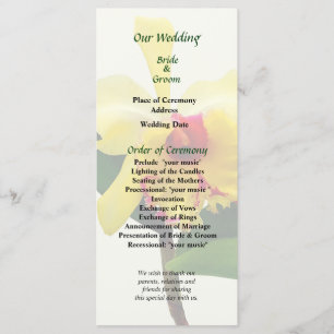 Pink Tipped Yellow orchid Wedding Program Programme