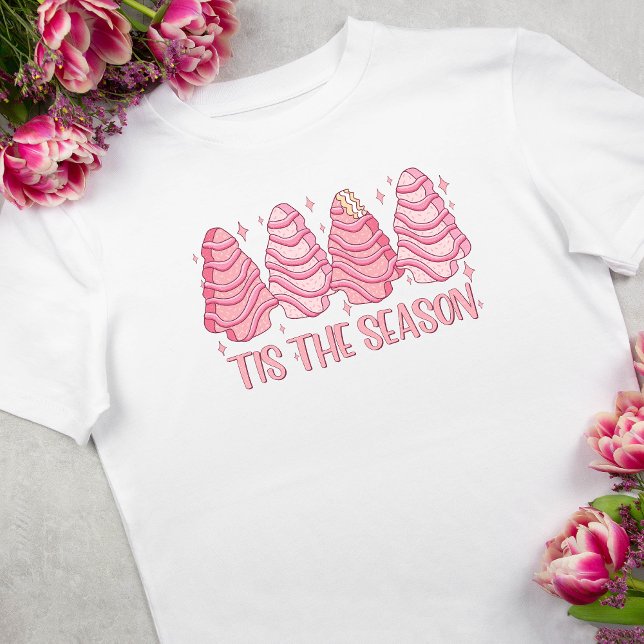 Pink Tis the Season Christmas Tree Cake Holiday T-Shirt (Creator Uploaded)