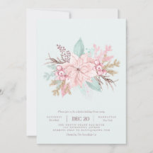 Pink Tis The Season Mint Holiday Dinner Invitation