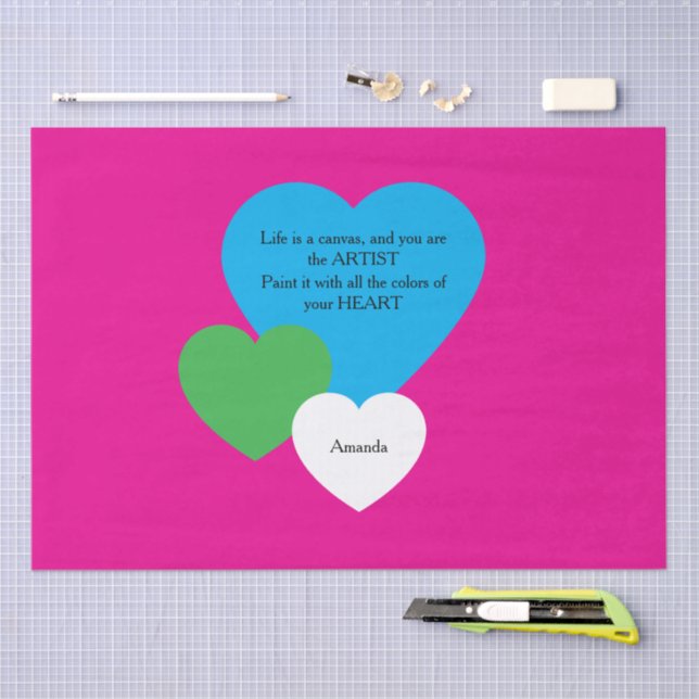 Pink Tissue Paper w/ Hearts (Craft)