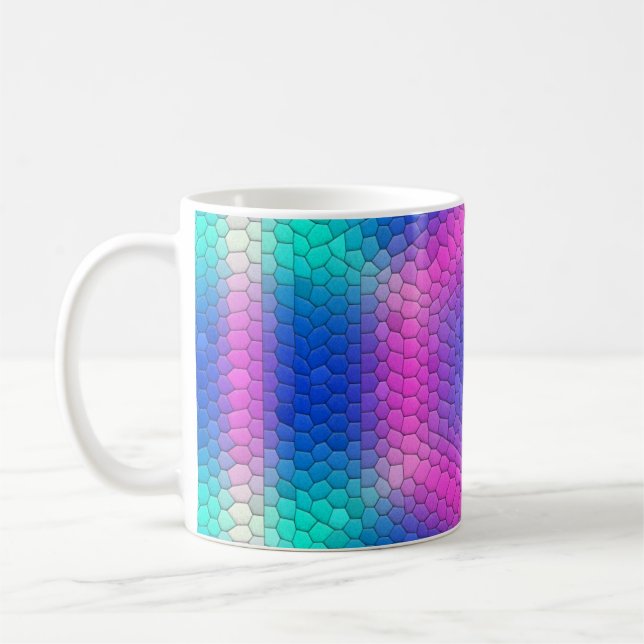 Pink to Blue Holographic Mermaid Scale Hexagons  Coffee Mug (Left)