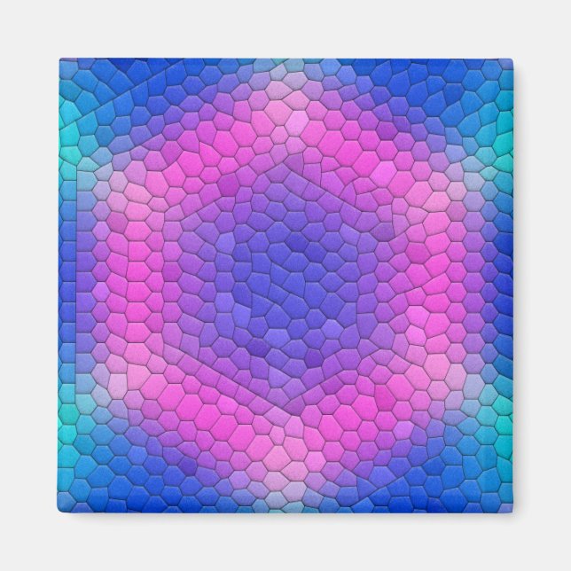Pink to Blue Holographic Mermaid Scale Hexagons  Magnet (Front)