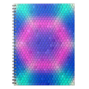 Pink to Blue Holographic Mermaid Scale Hexagons  Notebook