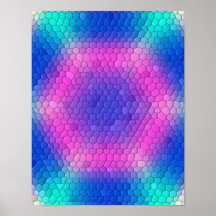 Pink to Blue Holographic Mermaid Scale Hexagons