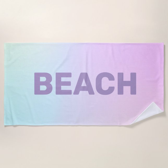 Pink to blue ombre background beach towel (Front)