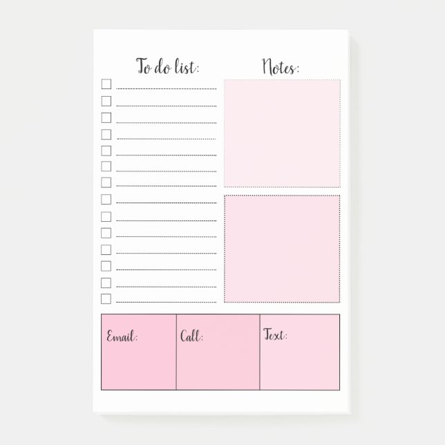 Pink  to do list Post-it® Notes (Front)