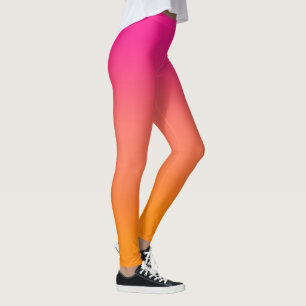 Pink to orange ombre leggings