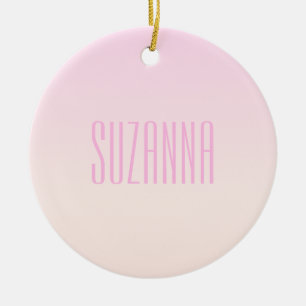 Pink to Peach Sunset Ombre with Customisable Text Ceramic Tree Decoration