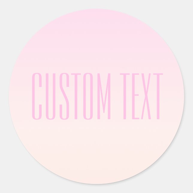 Pink to Peach Sunset Ombre with Customisable Text Classic Round Sticker (Front)
