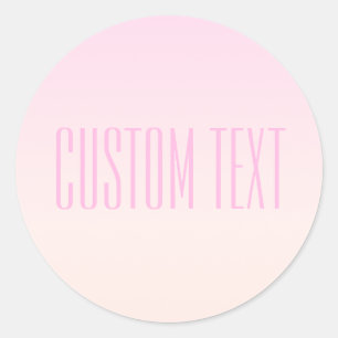 Pink to Peach Sunset Ombre with Customisable Text Classic Round Sticker
