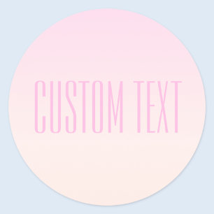 Pink to Peach Sunset Ombre with Customisable Text Classic Round Sticker