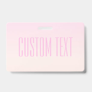 Pink to Peach Sunset Ombre with Customisable Text ID Badge