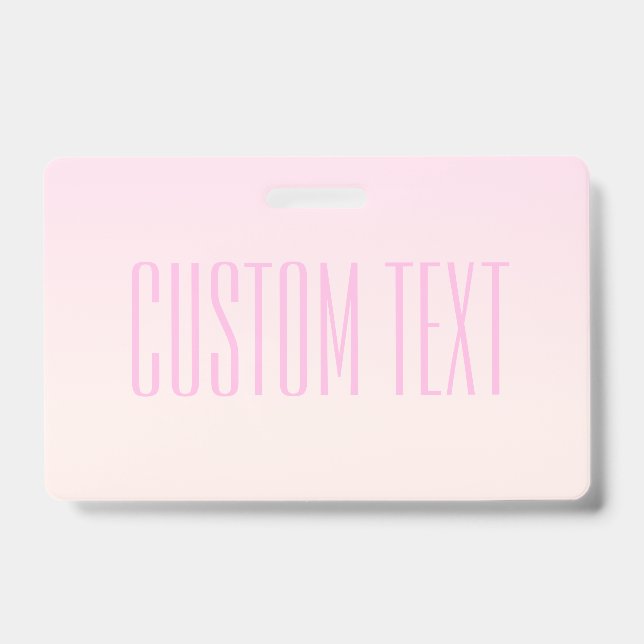 Pink to Peach Sunset Ombre with Customisable Text ID Badge (Front)