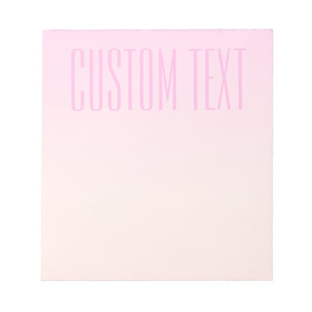 Pink to Peach Sunset Ombre with Customisable Text Notepad (Front)