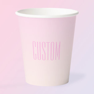 Pink to Peach Sunset Ombre with Customisable Text Paper Cups