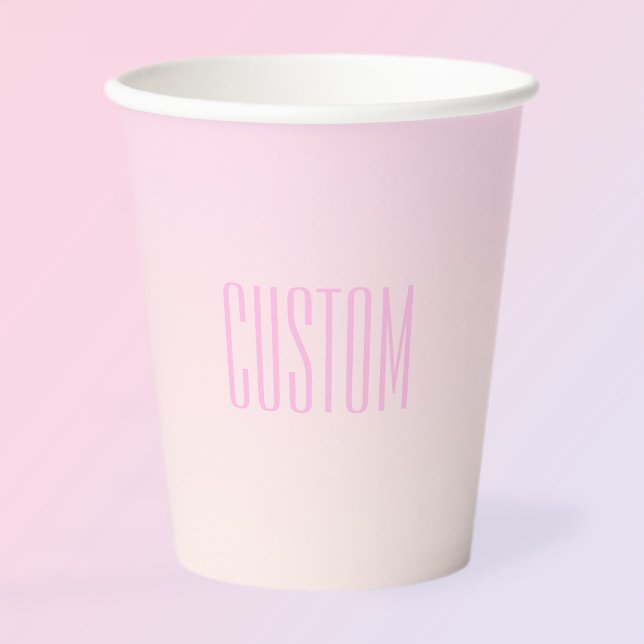 Pink to Peach Sunset Ombre with Customisable Text Paper Cups (Creator Uploaded)