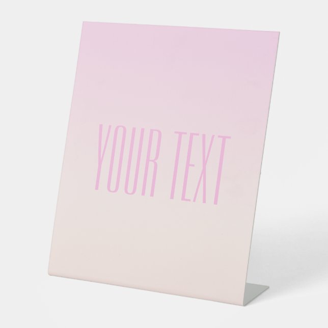 Pink to Peach Sunset Ombre with Customisable Text Pedestal Sign (Front)