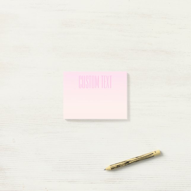Pink to Peach Sunset Ombre with Customisable Text Post-it Notes (On Desk)