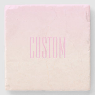 Pink to Peach Sunset Ombre with Customisable Text Stone Coaster