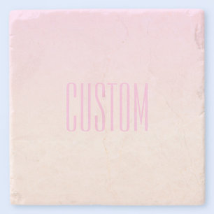 Pink to Peach Sunset Ombre with Customisable Text Stone Coaster