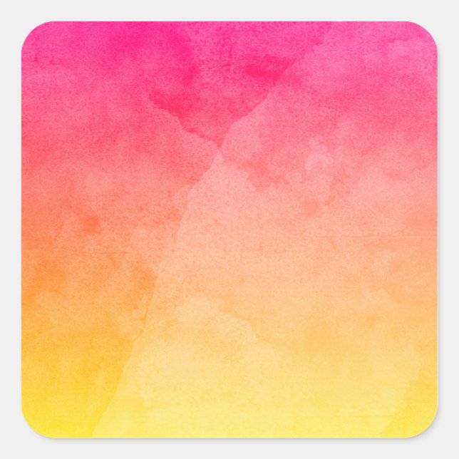 Pink to Yellow Watercolor Square Sticker (Front)