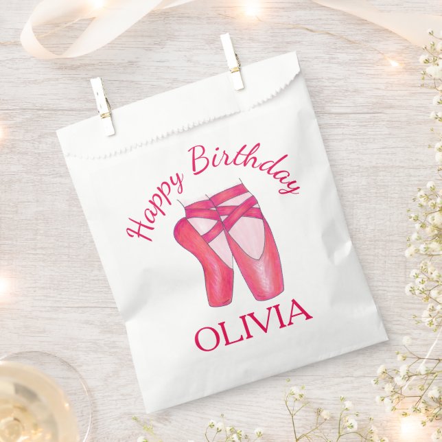 Pink Toe Shoes Ballet Ballerina Dance Birthday Favour Bags (Clipped)