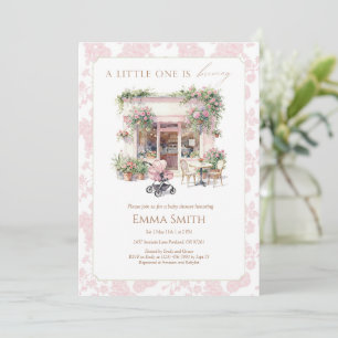 Pink Toile Baby Is Brewing Cafe Coffee Coquette  Thank You Card