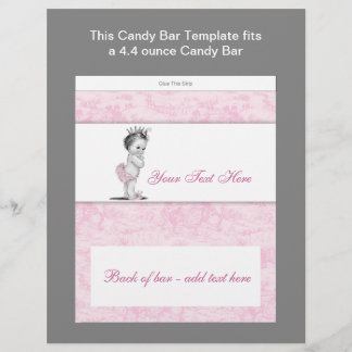 Pink Toile Baby Shower Candy Bar Wrapper