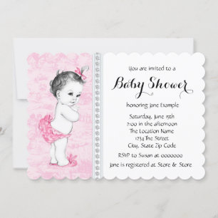 Pink Toile Baby Shower Invitation