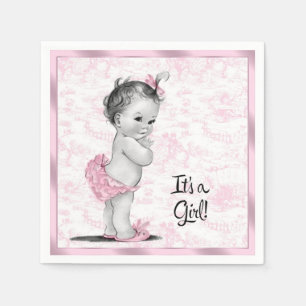 Pink Toile Baby Shower Napkin