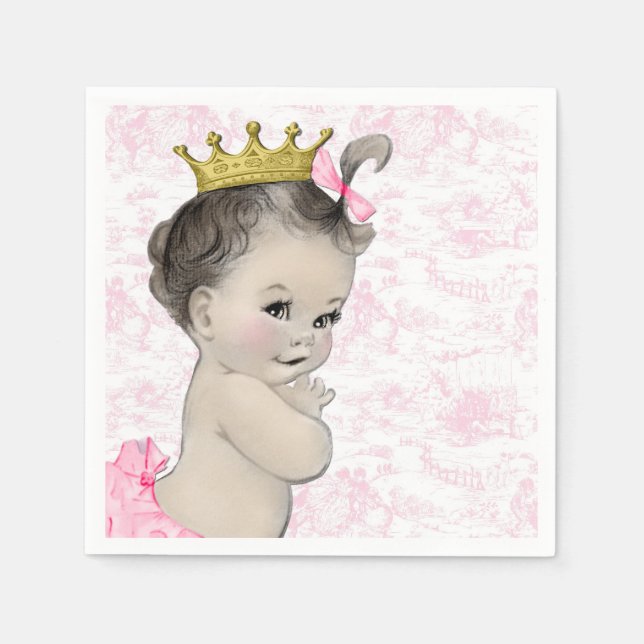 Pink Toile Baby Shower Napkin (Front)