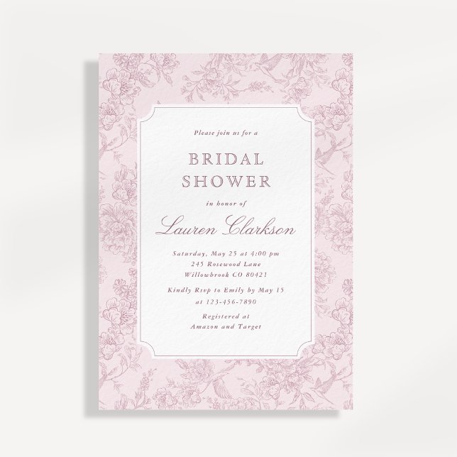 Pink Toile Bridal Shower Invitation (Creator Uploaded)