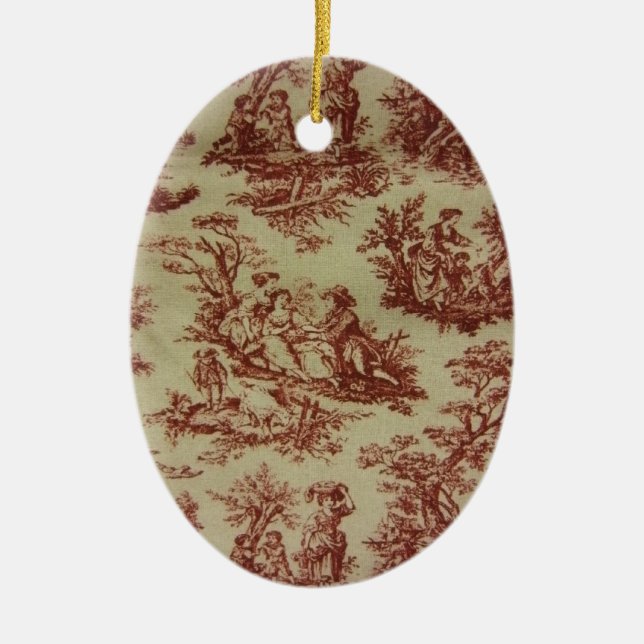 Pink Toile Ceramic Tree Decoration (Front)