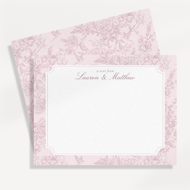 Pink Toile Couple Note Card (Creator Uploaded)