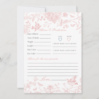 Pink Toile De Jouy Floral Advice for Baby Card