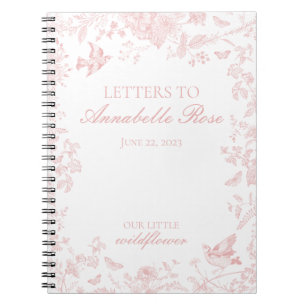 Pink Toile De Jouy Floral Letters to Birthday Girl Notebook
