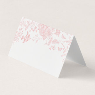 Pink Toile De Jouy Floral Place Card Table Decor