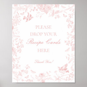Pink Toile De Jouy Floral Share a Recipe Bridal Poster