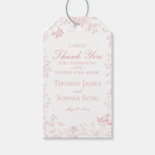 Pink Toile De Jouy Floral Weddin Party Favours Gift Tags